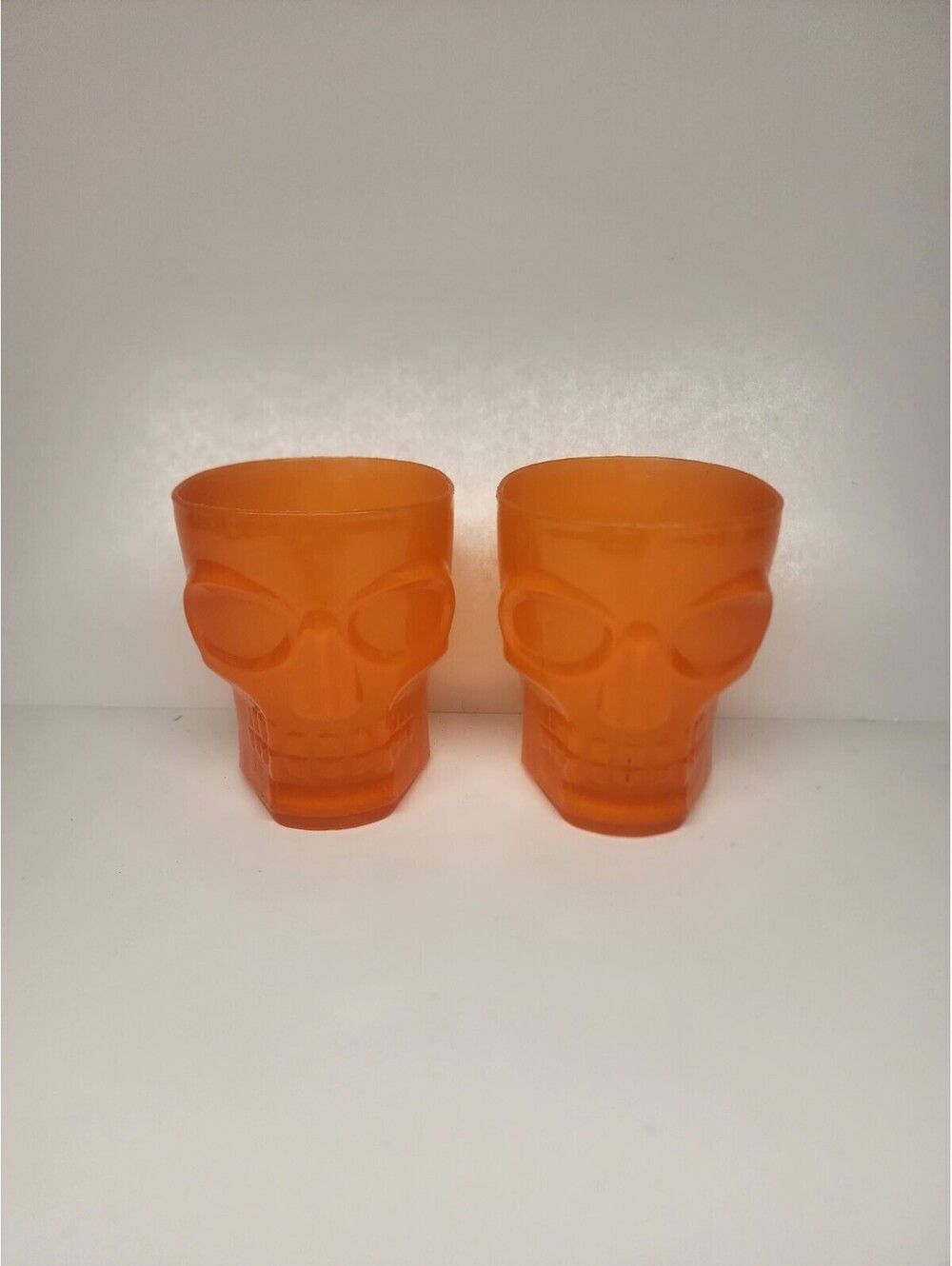 Orange Plastic Cup Skull Half Glass 11 FL pack Of 2